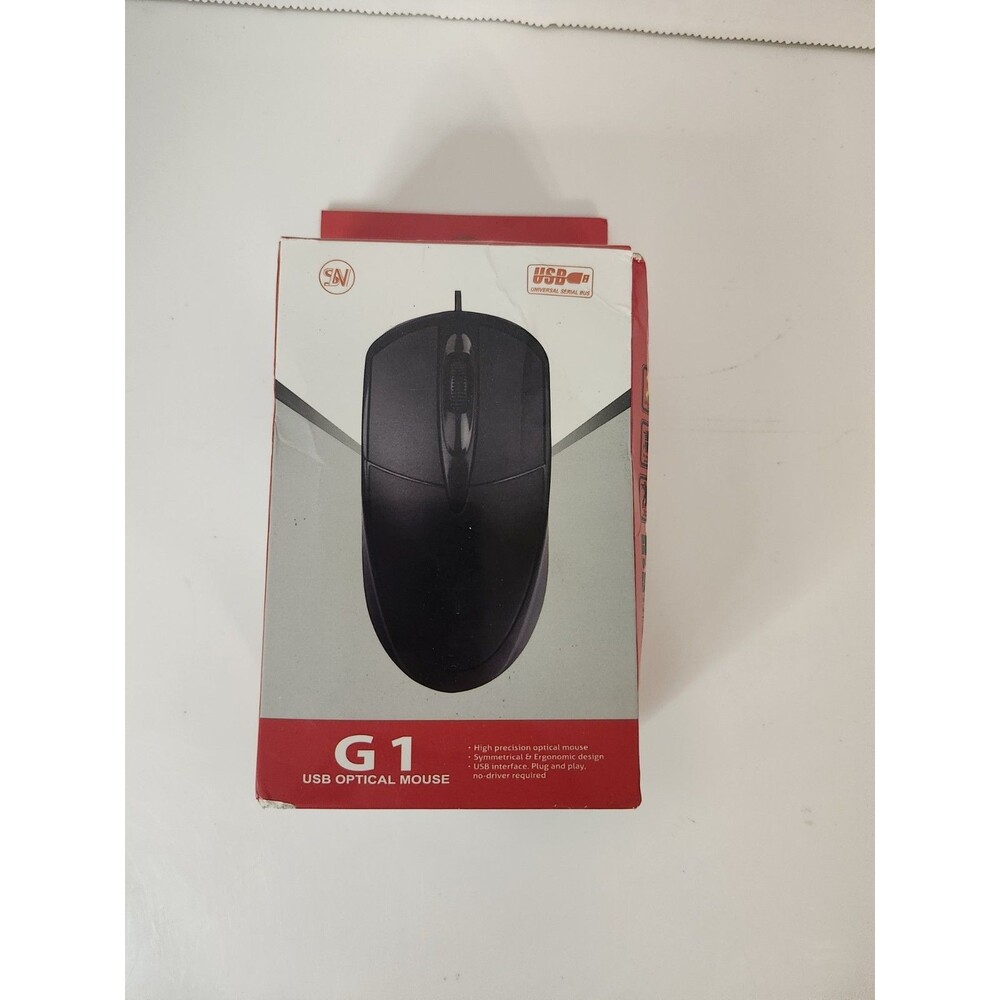 Black Wired Mouse W Black Mouse Pad